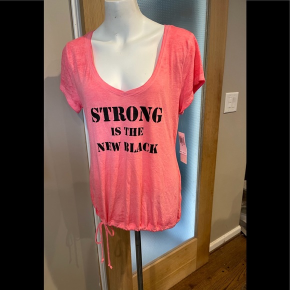 Pink Lotus athletic tee with bottom drawstrings - Picture 2 of 5